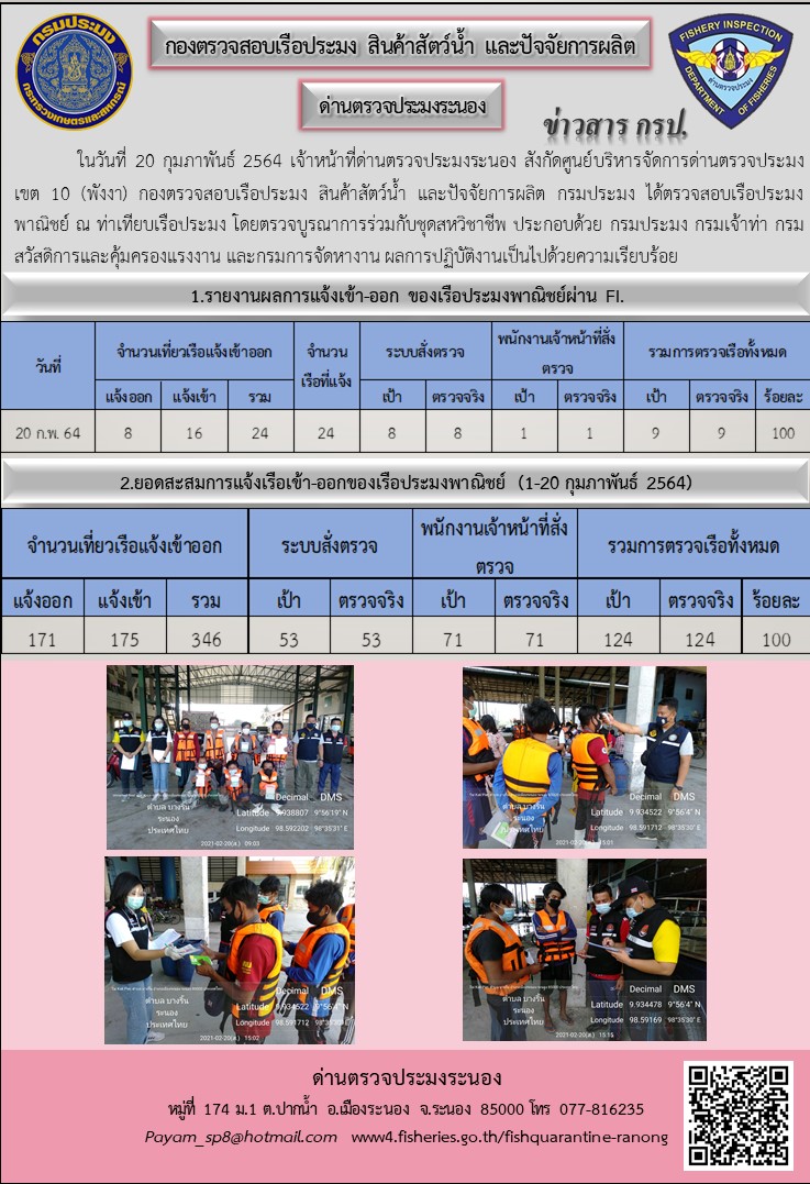 ตรวจสอบเรือประมงพาณิชย์ ณ ท่าเทียบเรือประมง..คลิก