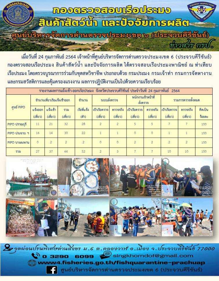 ตรวจสอบเรือประมงพาณิชย์ ณ ท่าเทียบเรือประมง..คลิก