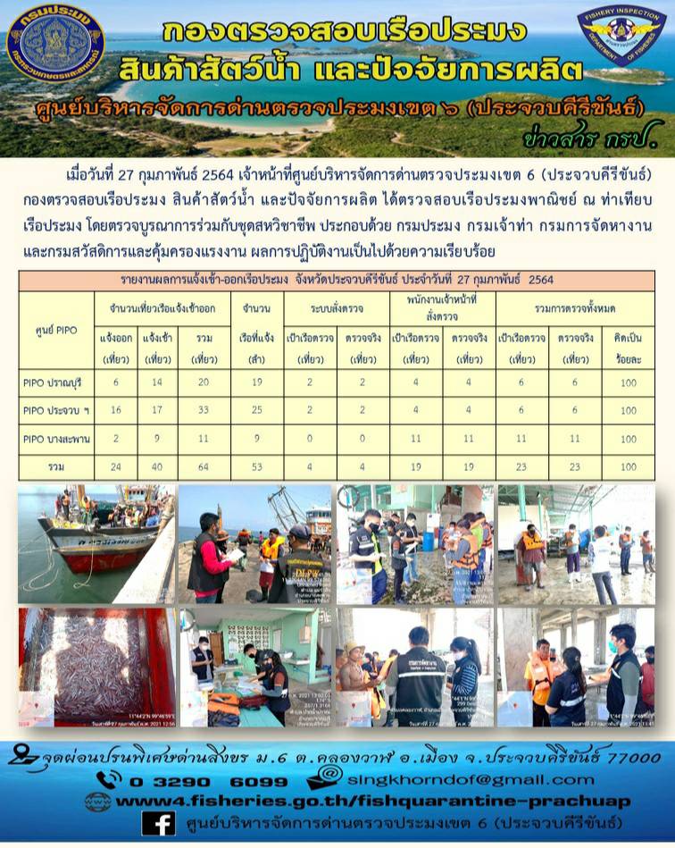 ตรวจสอบเรือประมงพาณิชย์ ณ ท่าเทียบเรือประมง..คลิก