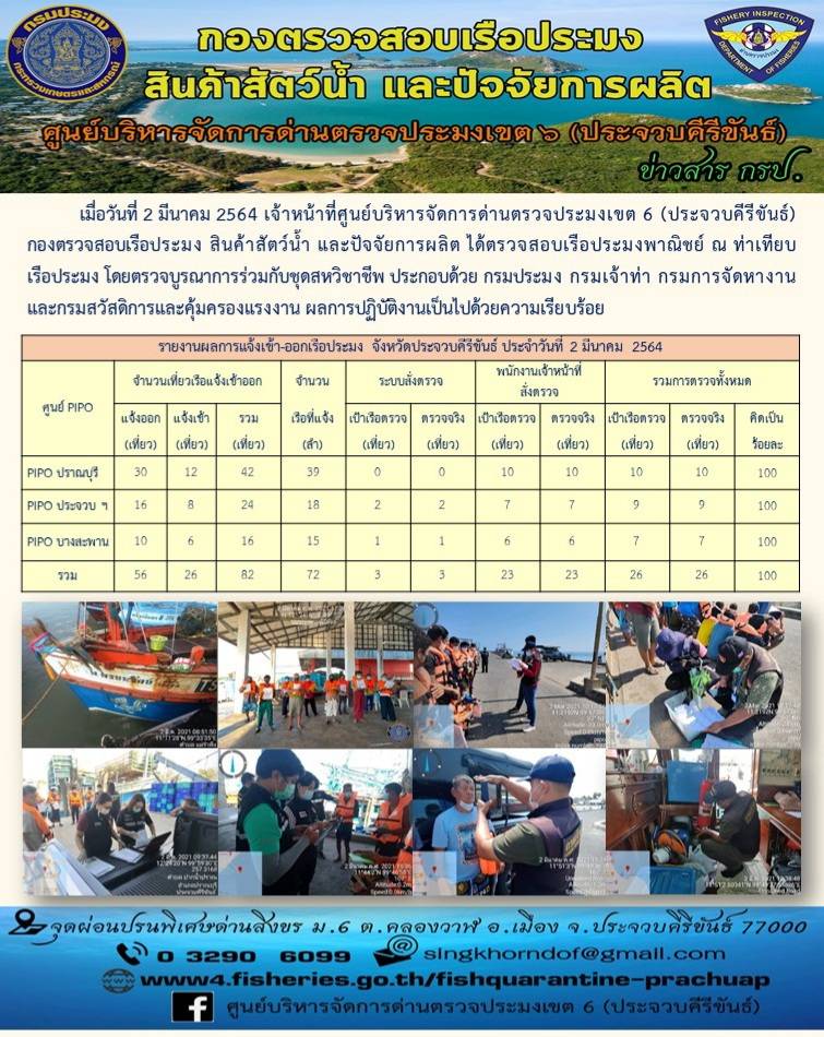ตรวจสอบเรือประมงพาณิชย์ ณ ท่าเทียบเรือประมง..คลิก