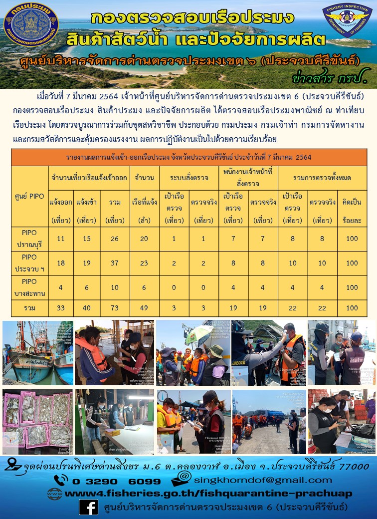 ตรวจสอบเรือประมงพาณิชย์ ณ ท่าเทียบเรือประมง..คลิก