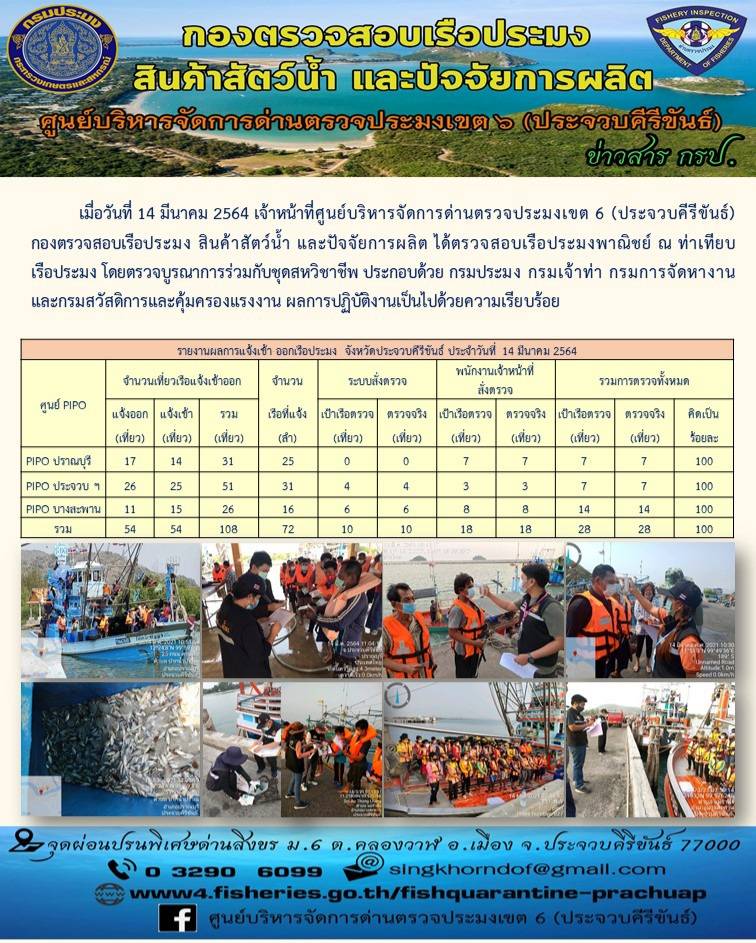 ตรวจสอบเรือประมงพาณิชย์ ณ ท่าเทียบเรือประมง..คลิก
