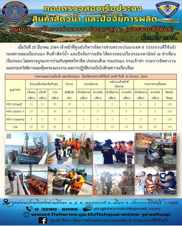 ตรวจสอบเรือประมงพาณิชย์ ณ ท่าเทียบเรือประมง..คลิก