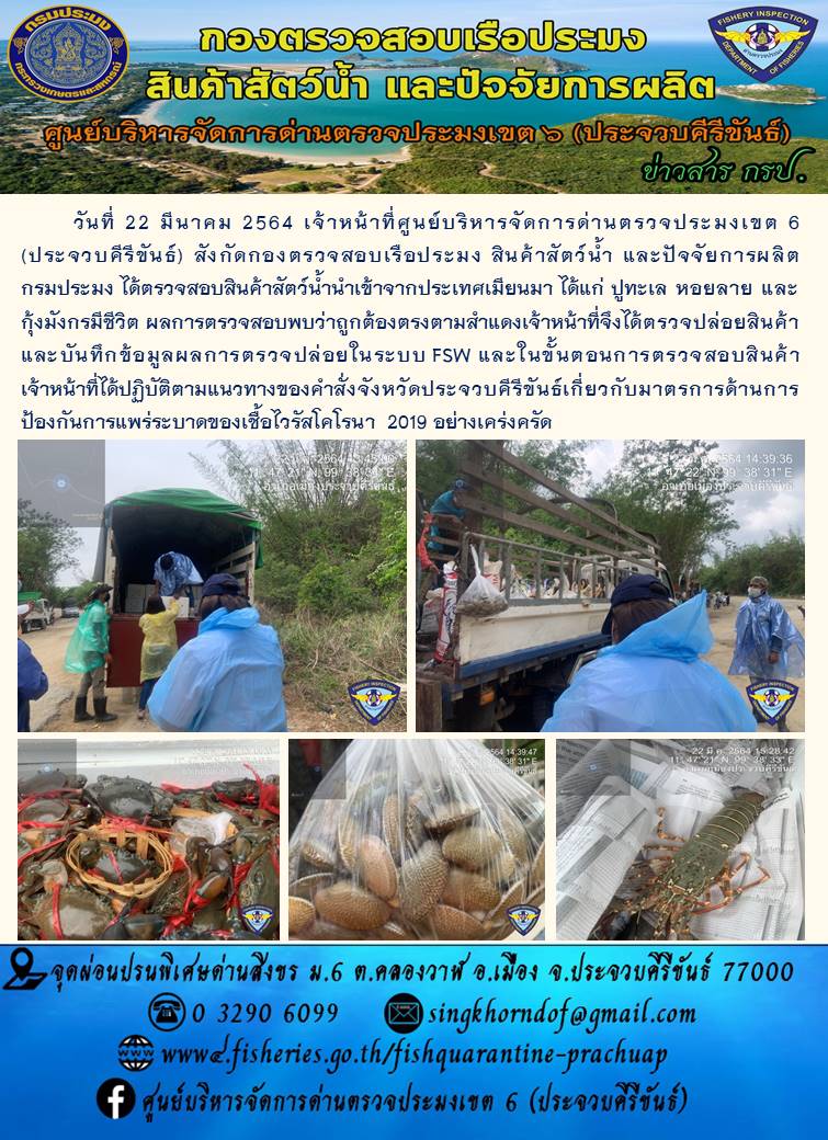 สินค้าสัตว์น้ำนำเข้าจากประเทศเมียนมา