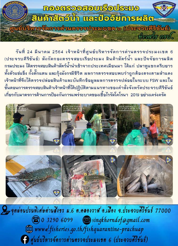 สินค้าสัตว์น้ำนำเข้าจากประเทศเมียนมา