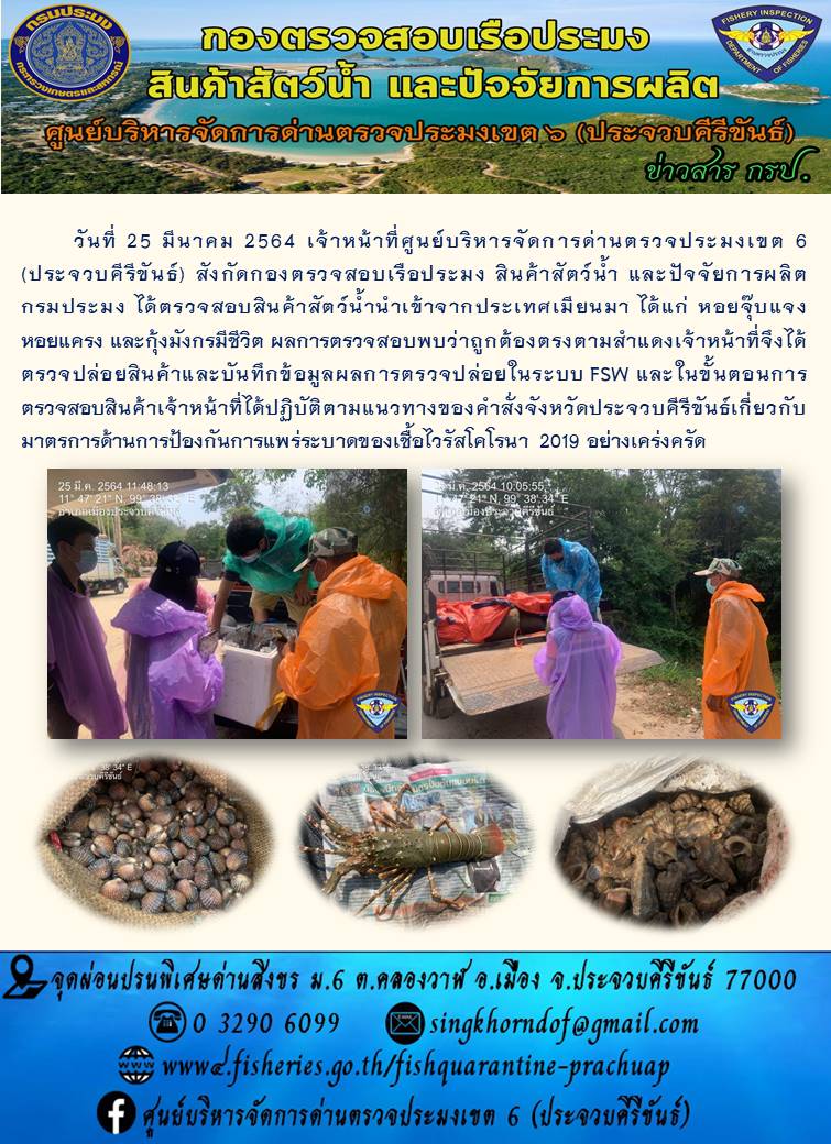 สินค้าสัตว์น้ำนำเข้าจากประเทศเมียนมา