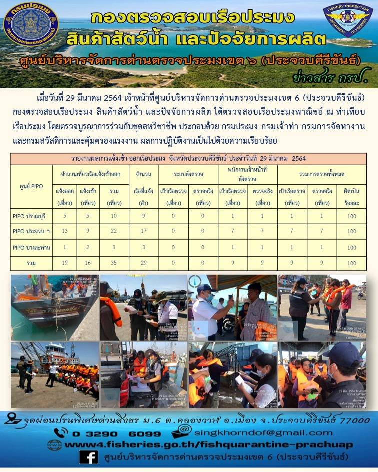 ตรวจสอบเรือประมงพาณิชย์ ณ ท่าเทียบเรือประมง..คลิก