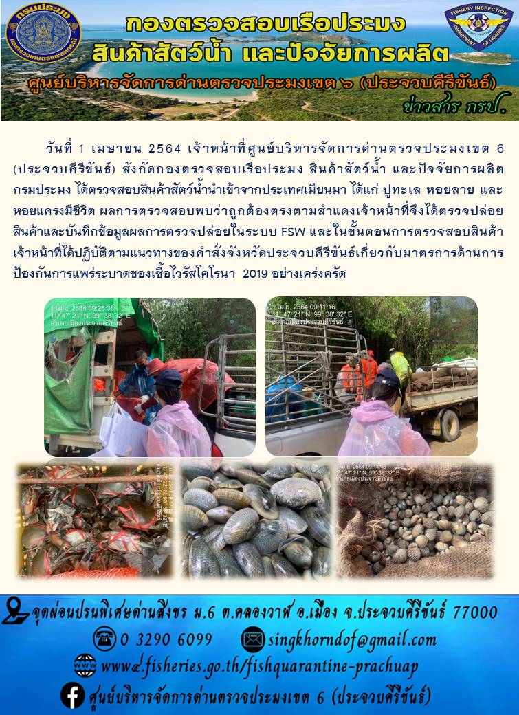 สินค้าสัตว์น้ำนำเข้าจากประเทศเมียนมา
