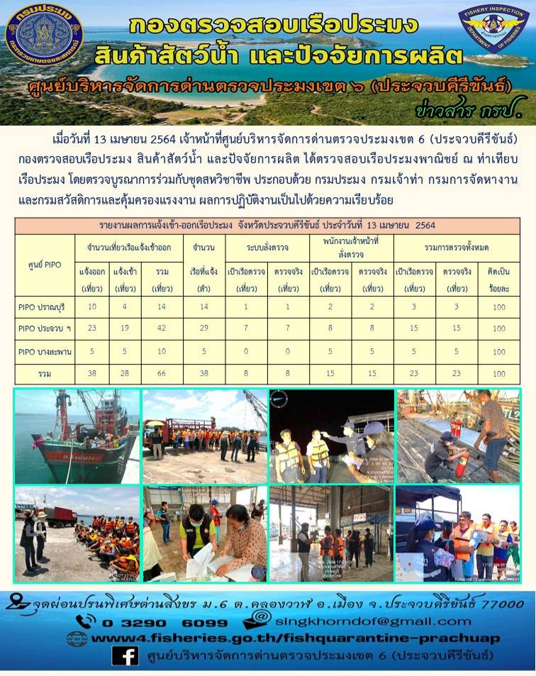 ตรวจสอบเรือประมงพาณิชย์ ณ ท่าเทียบเรือประมง..คลิก