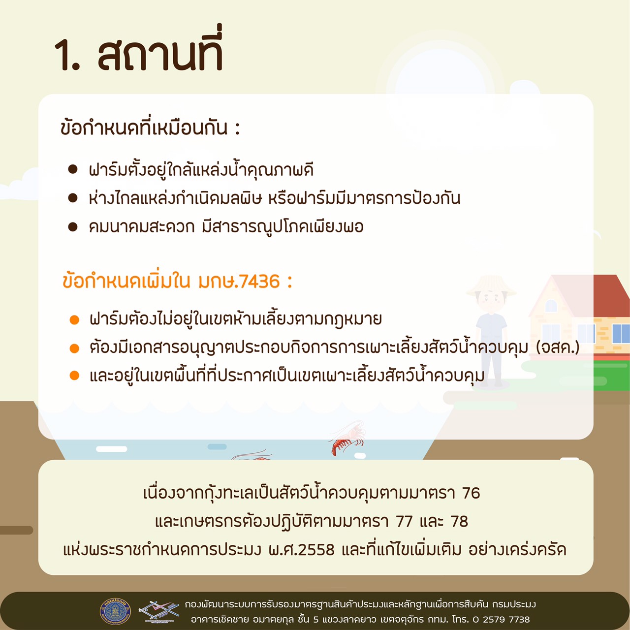 ข้อแตกต่างระหว่างมาตรฐาน มกษ. ๗๔๓๖-๒๕๖๓ และมาตรฐาน จี เอ พี กรมประมง สำหรับฟาร์มเลี้ยงกุ้งทะเล