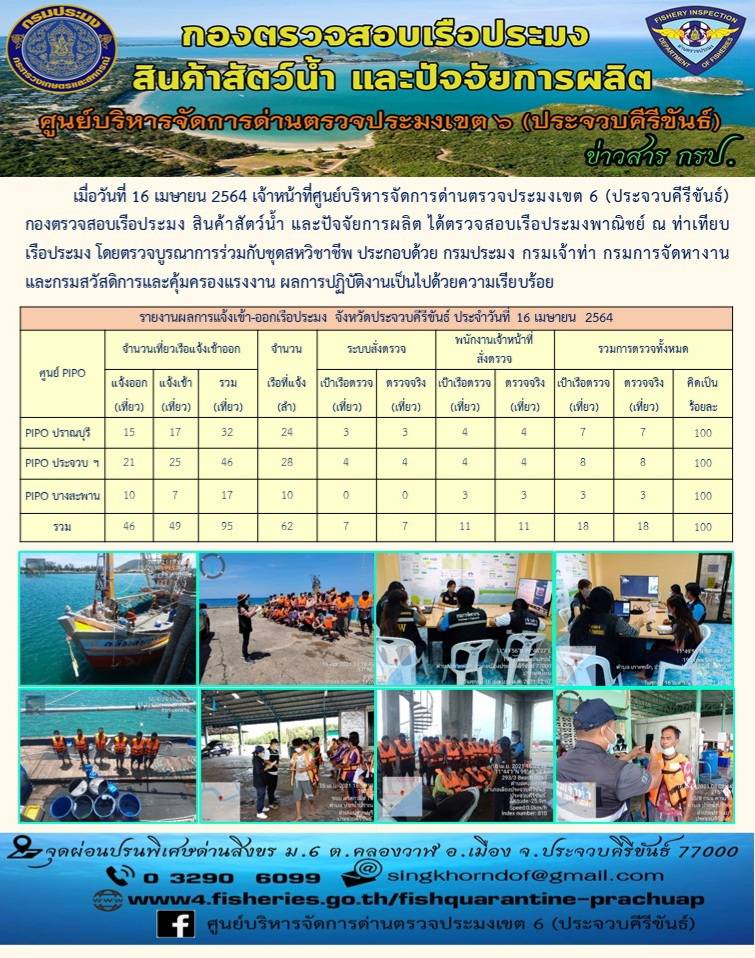 ตรวจสอบเรือประมงพาณิชย์ ณ ท่าเทียบเรือประมง..คลิก