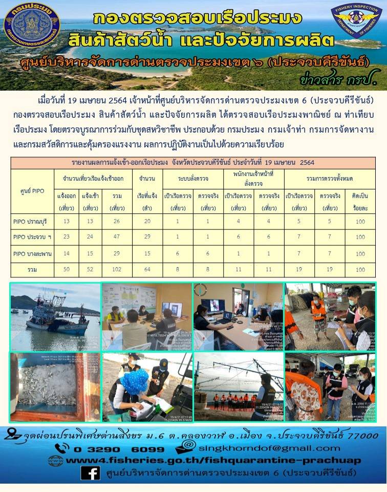 ตรวจสอบเรือประมงพาณิชย์ ณ ท่าเทียบเรือประมง..คลิก