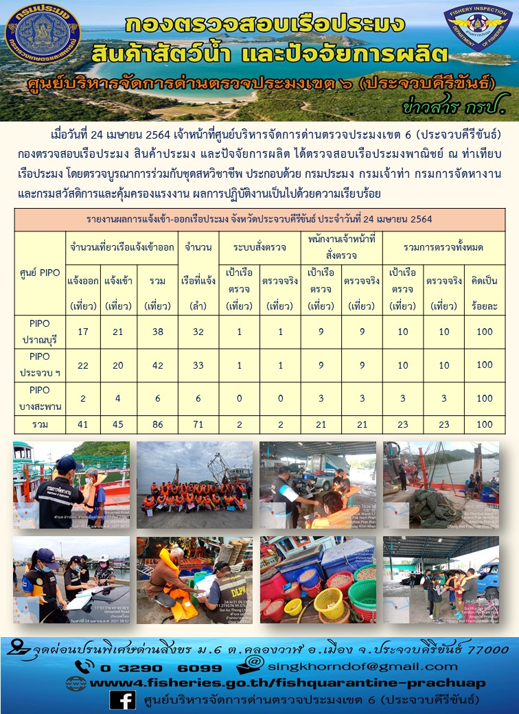 ตรวจสอบเรือประมงพาณิชย์ ณ ท่าเทียบเรือประมง..คลิก