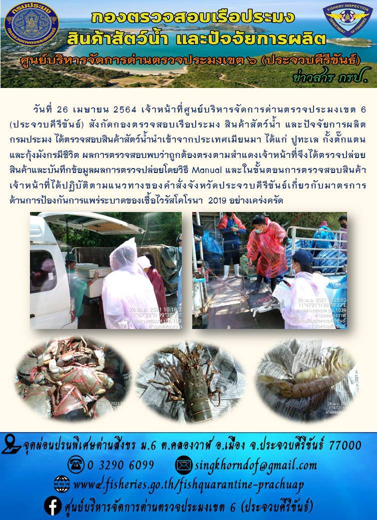 สินค้าสัตว์น้ำนำเข้าจากประเทศเมียนมา