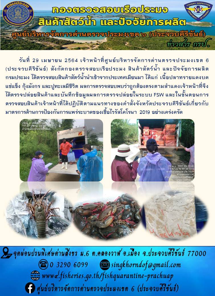 สินค้าสัตว์น้ำนำเข้าจากประเทศเมียนมา
