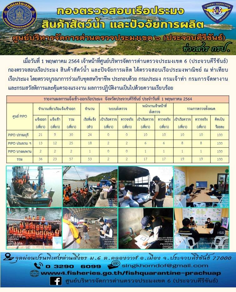 ตรวจสอบเรือประมงพาณิชย์ ณ ท่าเทียบเรือประมง..คลิก