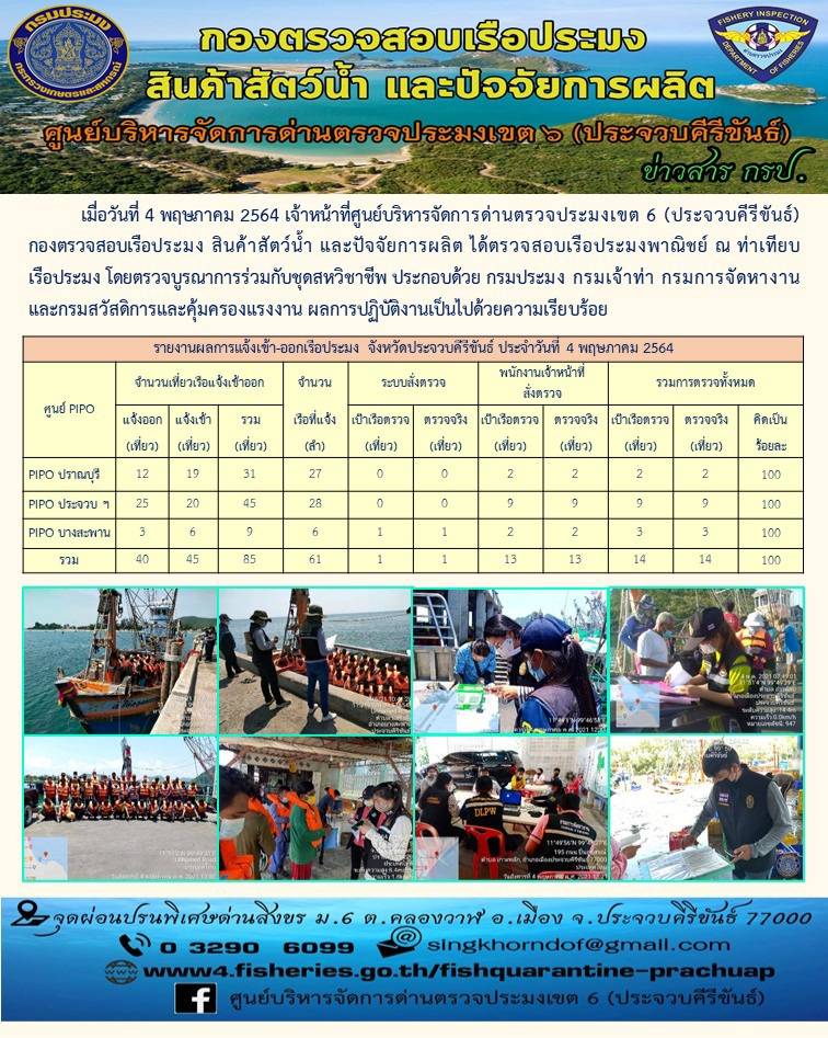 ตรวจสอบเรือประมงพาณิชย์ ณ ท่าเทียบเรือประมง..คลิก