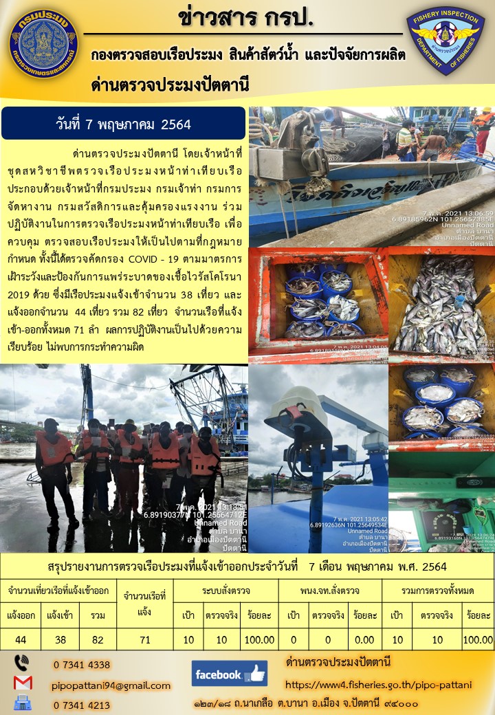 ข่าวสารการปฏิบัติงานประจำวันที่ 7 พฤษภาคม 2564..คลิก