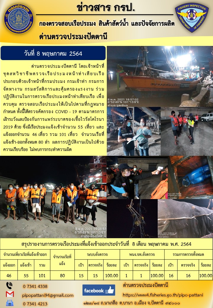 ข่าวสารการปฏิบัติงานประจำวันที่ 8 พฤษภาคม 2564..คลิก