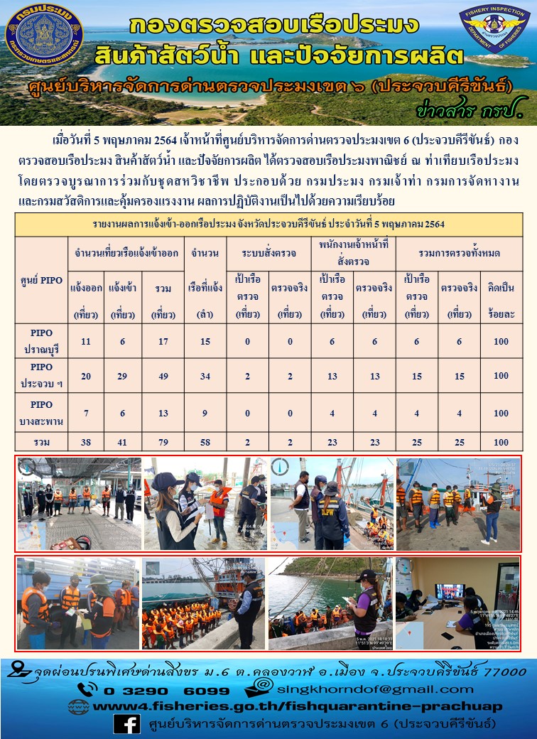 ตรวจสอบเรือประมงพาณิชย์ ณ ท่าเทียบเรือประมง..คลิก