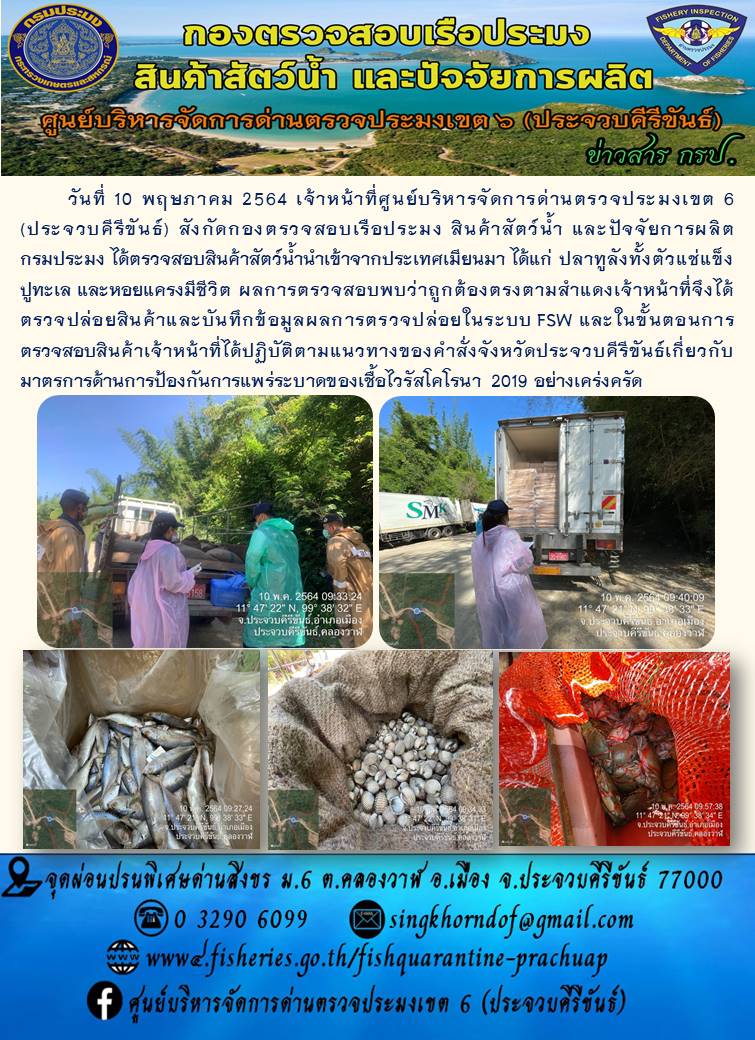 สินค้าสัตว์น้ำนำเข้าจากประเทศเมียนมา