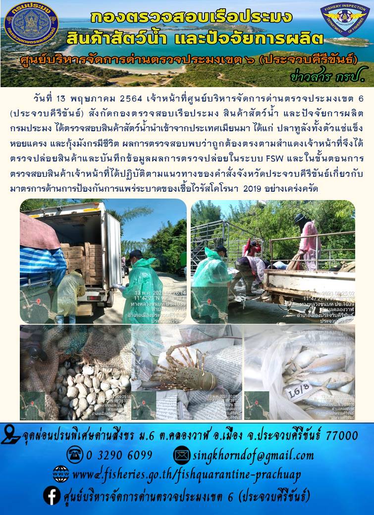 สินค้าสัตว์น้ำนำเข้าจากประเทศเมียนมา