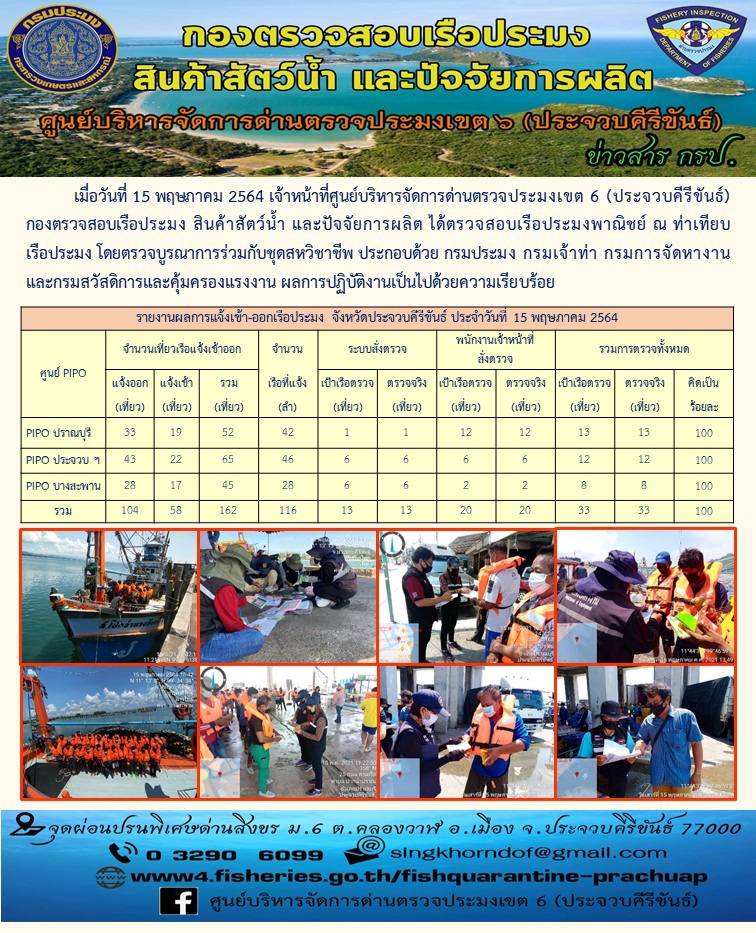 ตรวจสอบเรือประมงพาณิชย์ ณ ท่าเทียบเรือประมง..คลิก