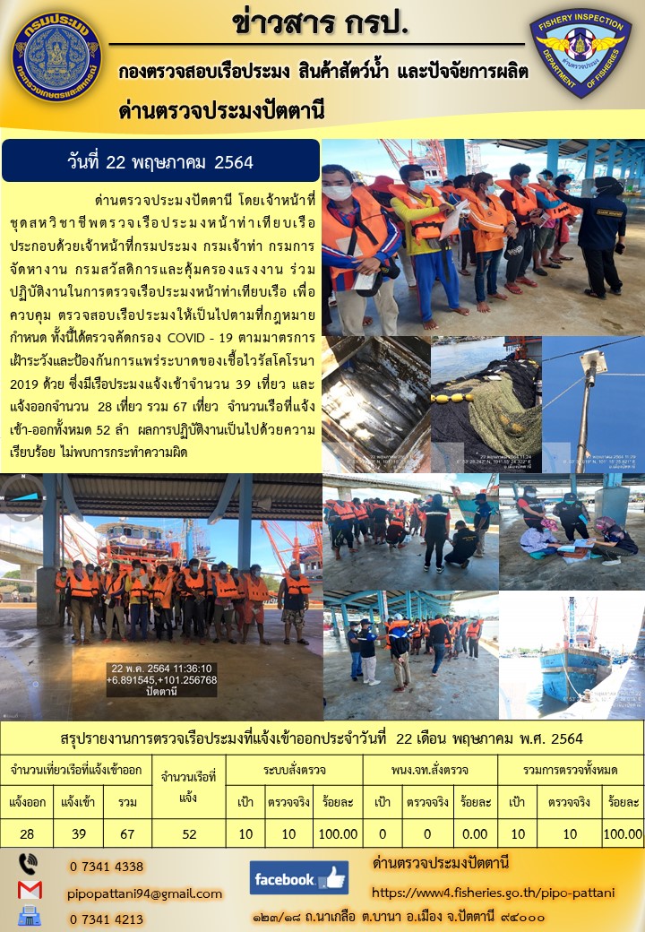 ข่าวสารการปฏิบัติงานประจำวันที่ 22 พฤษภาคม 2564..คลิก