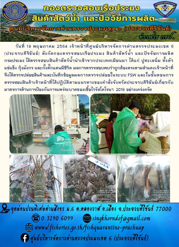 สินค้าสัตว์น้ำนำเข้าจากประเทศเมียนมา..คลิก