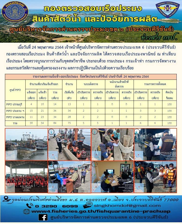 ตรวจสอบเรือประมงพาณิชย์ ณ ท่าเทียบเรือประมง..คลิก