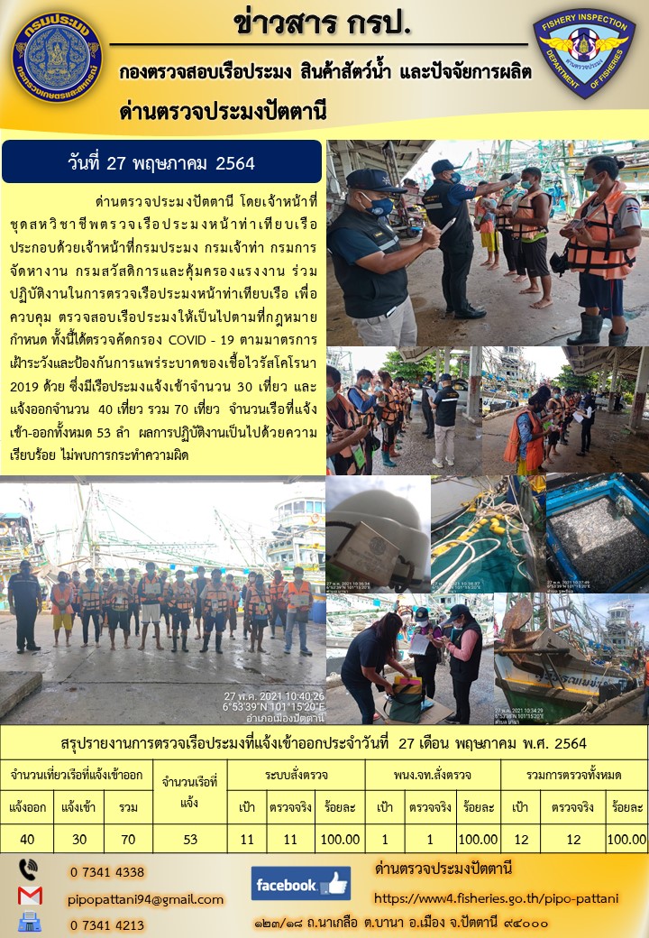 ข่าวสารการปฏิบัติงานประจำวันที่ 27 พฤษภาคม 2564..คลิก