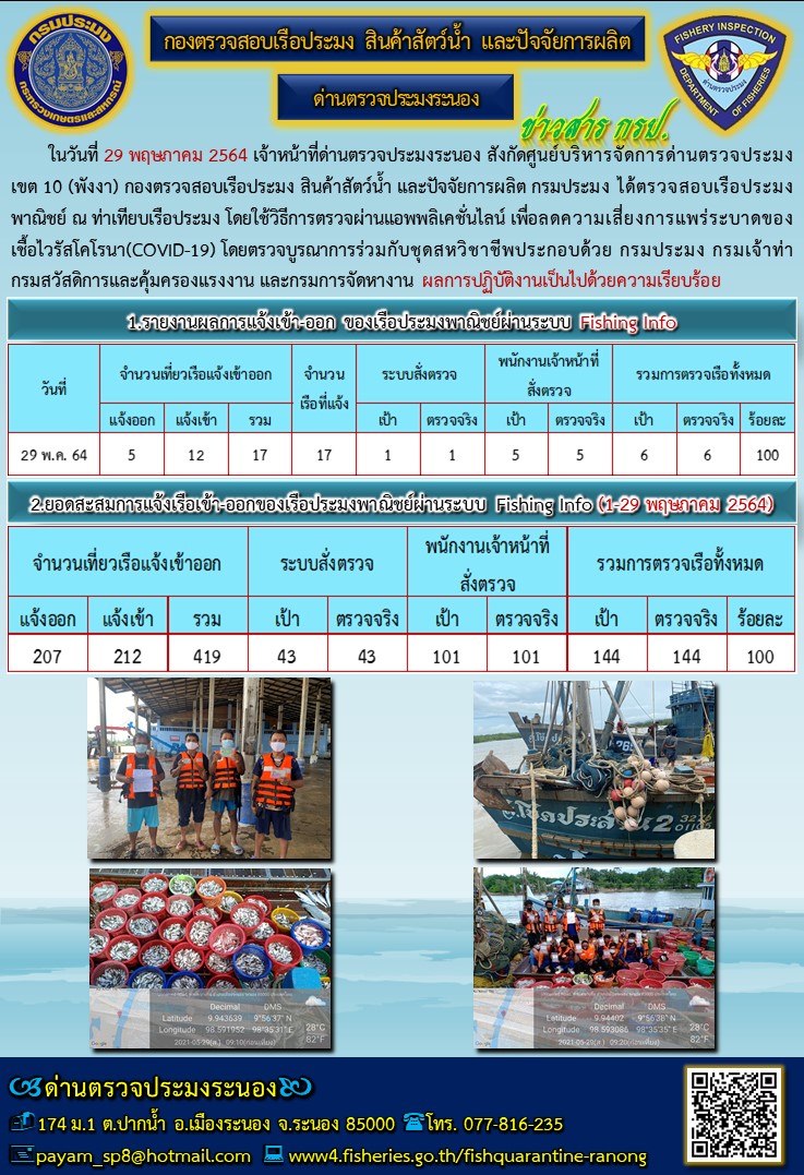 ตรวจสอบเรือประมงพาณิชย์ ณ ท่าเทียบเรือประมง..คลิก