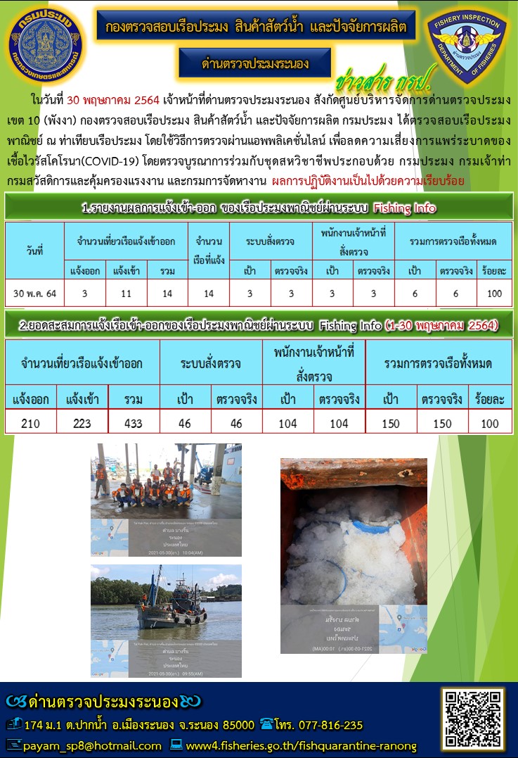 ตรวจสอบเรือประมงพาณิชย์ ณ ท่าเทียบเรือประมง..คลิก