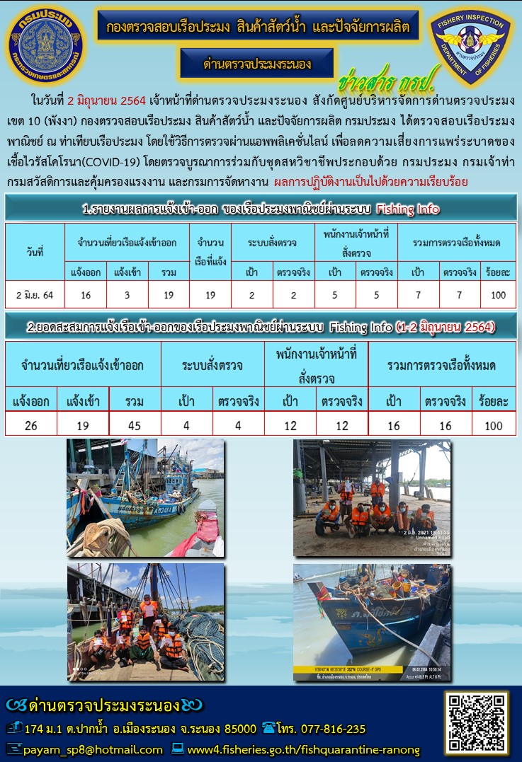 ตรวจสอบเรือประมงพาณิชย์ ณ ท่าเทียบเรือประมง..คลิก