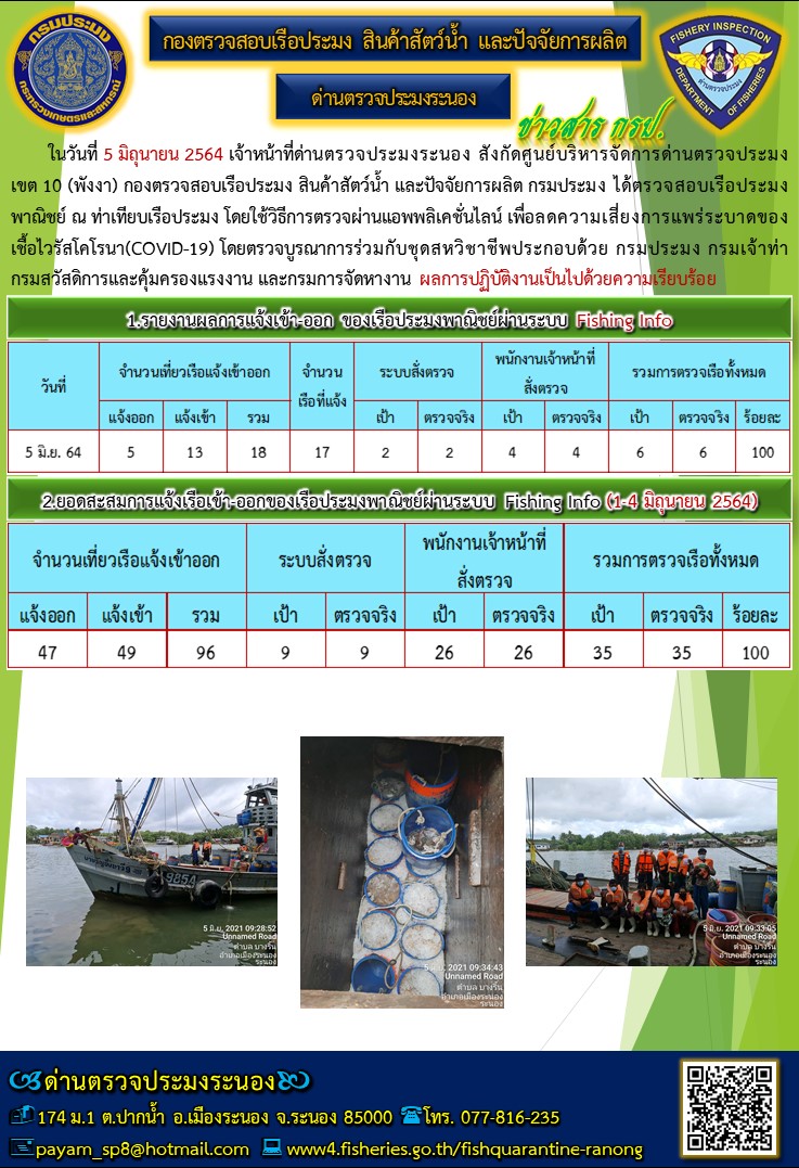 ตรวจสอบเรือประมงพาณิชย์ ณ ท่าเทียบเรือประมง..คลิก