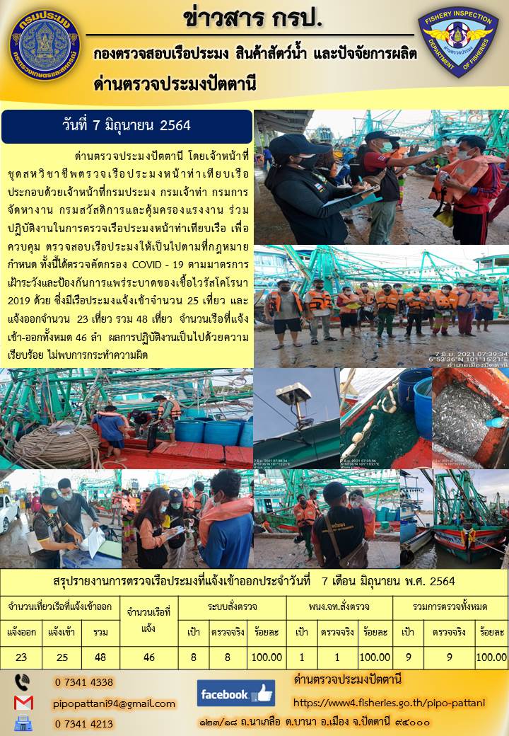 ข่าวสารการปฏิบัติงานประจำวันที่ 7 มิถุนายน 2564..คลิก
