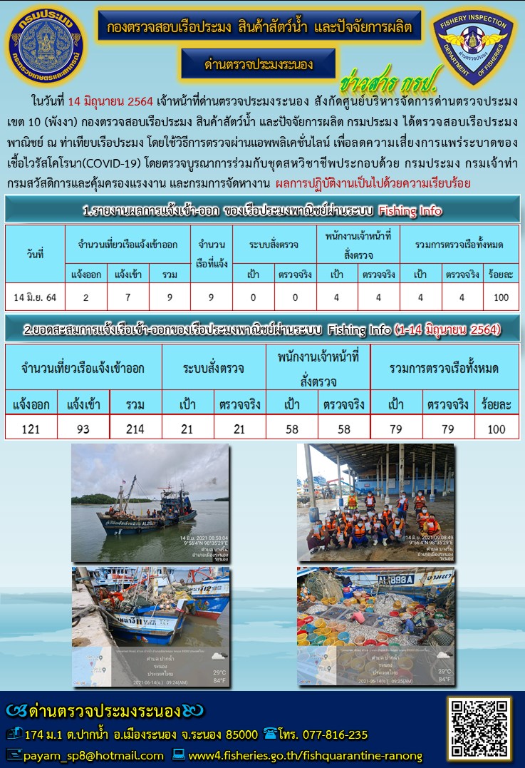 ตรวจสอบเรือประมงพาณิชย์ ณ ท่าเทียบเรือประมง..คลิก