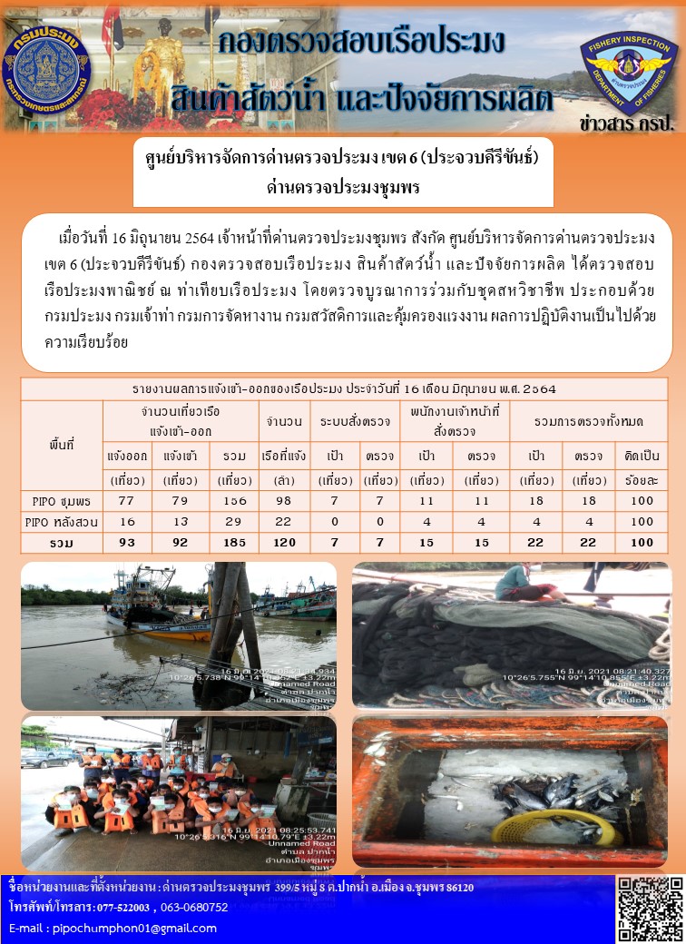 ข่าวสารการปฎิบัติงานประจำวันที่ 16 เดือน มิถุนายน พ.ศ. 2564..คลิก