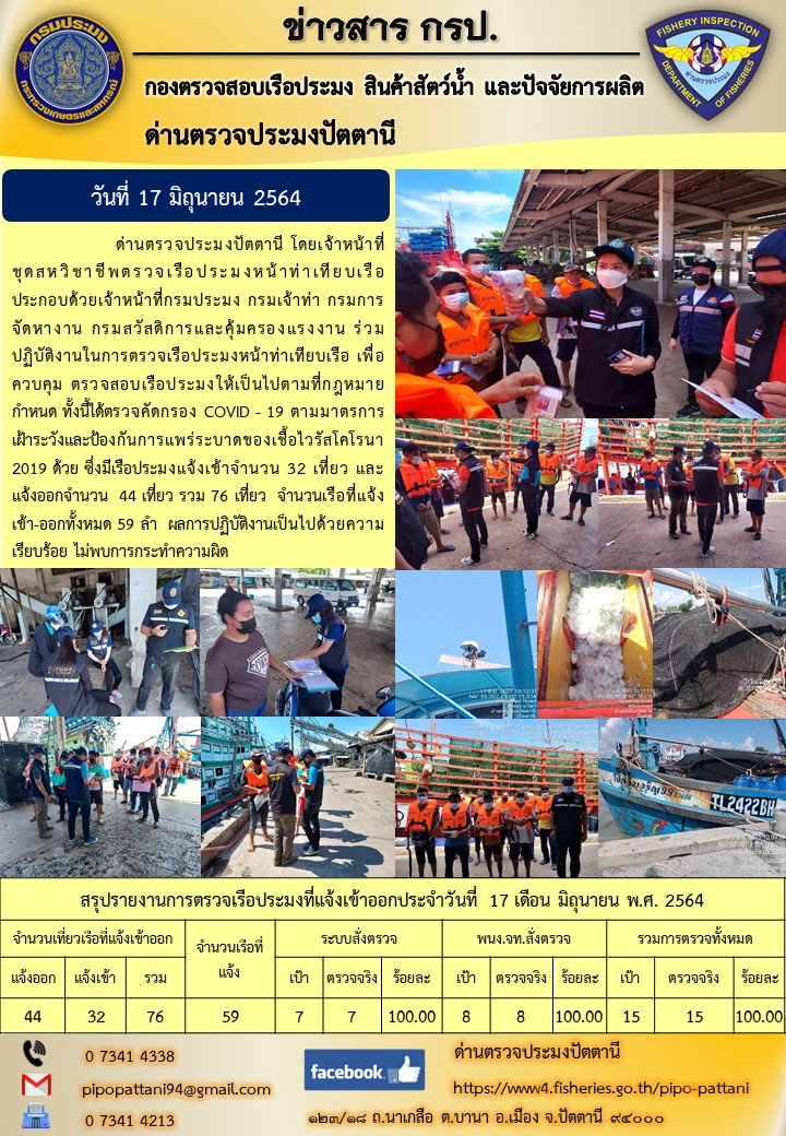 ข่าวสารการปฏิบัติงานประจำวันที่ 17 มิถุนายน 2564..คลิก