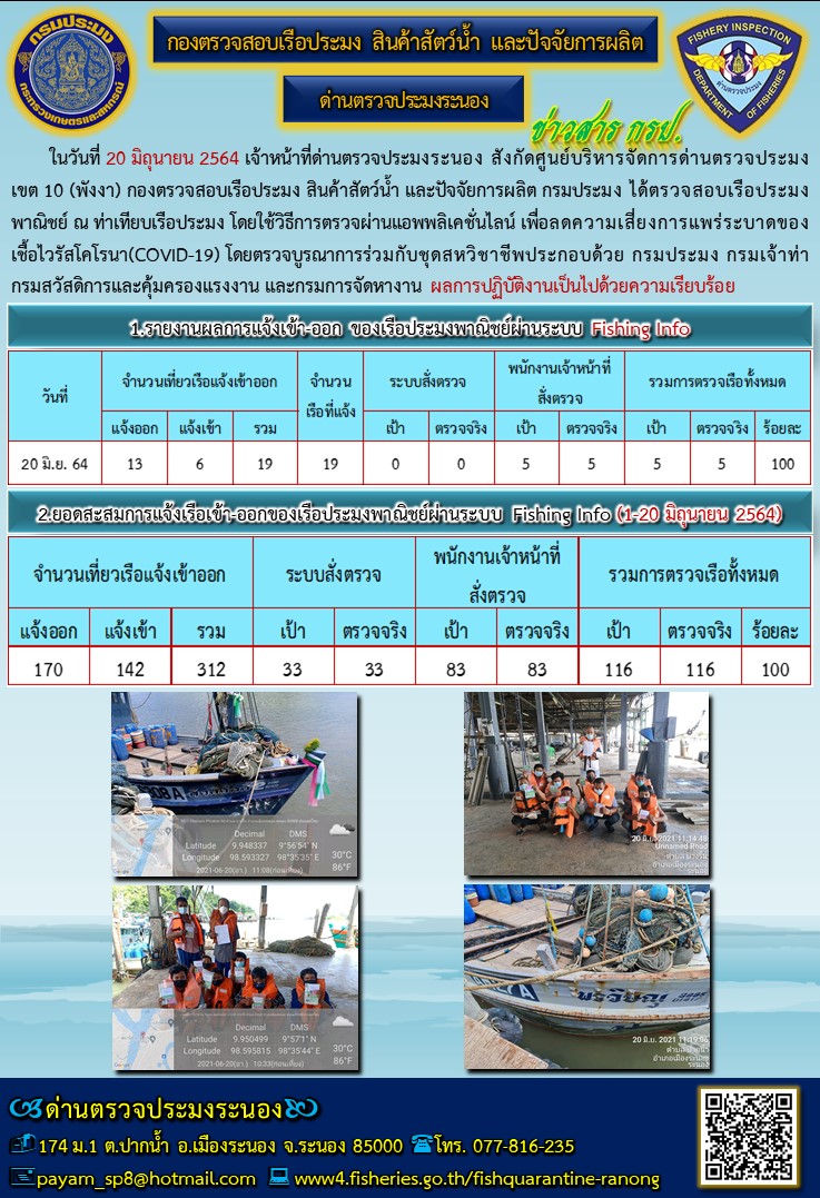 ตรวจสอบเรือประมงพาณิชย์ ณ ท่าเทียบเรือประมง..คลิก