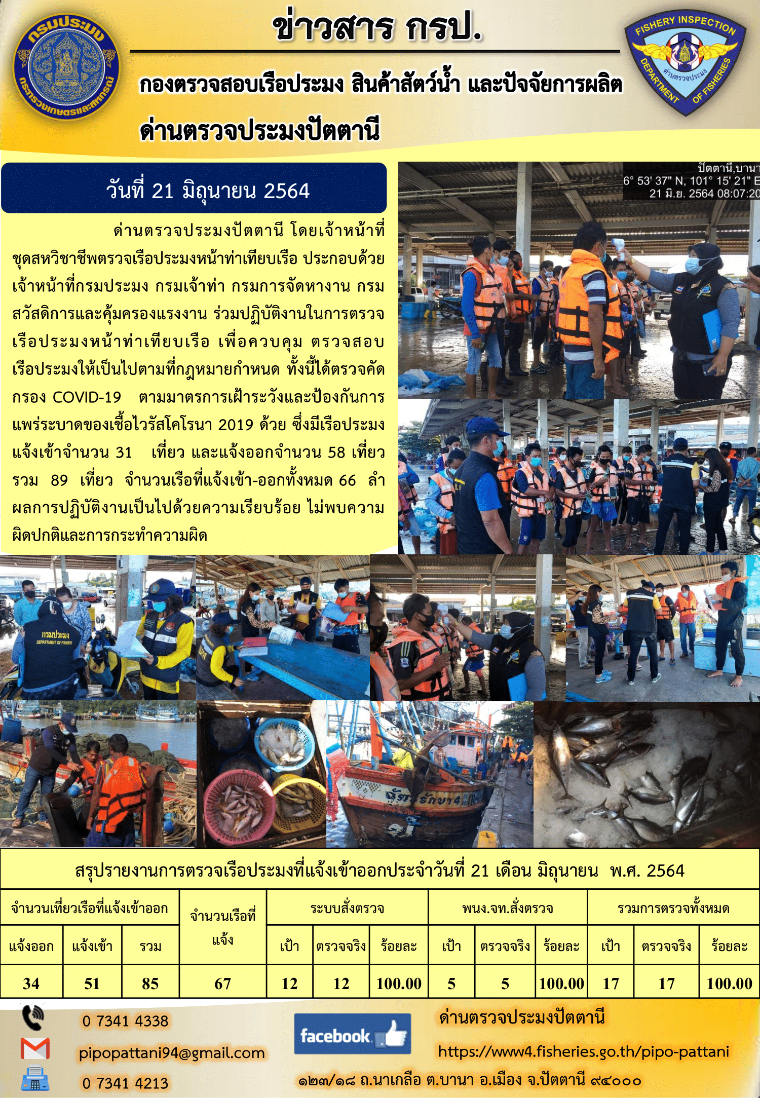 ข่าวสารการปฏิบัติงานประจำวันที่ 21 มิถุนายน 2564..คลิก