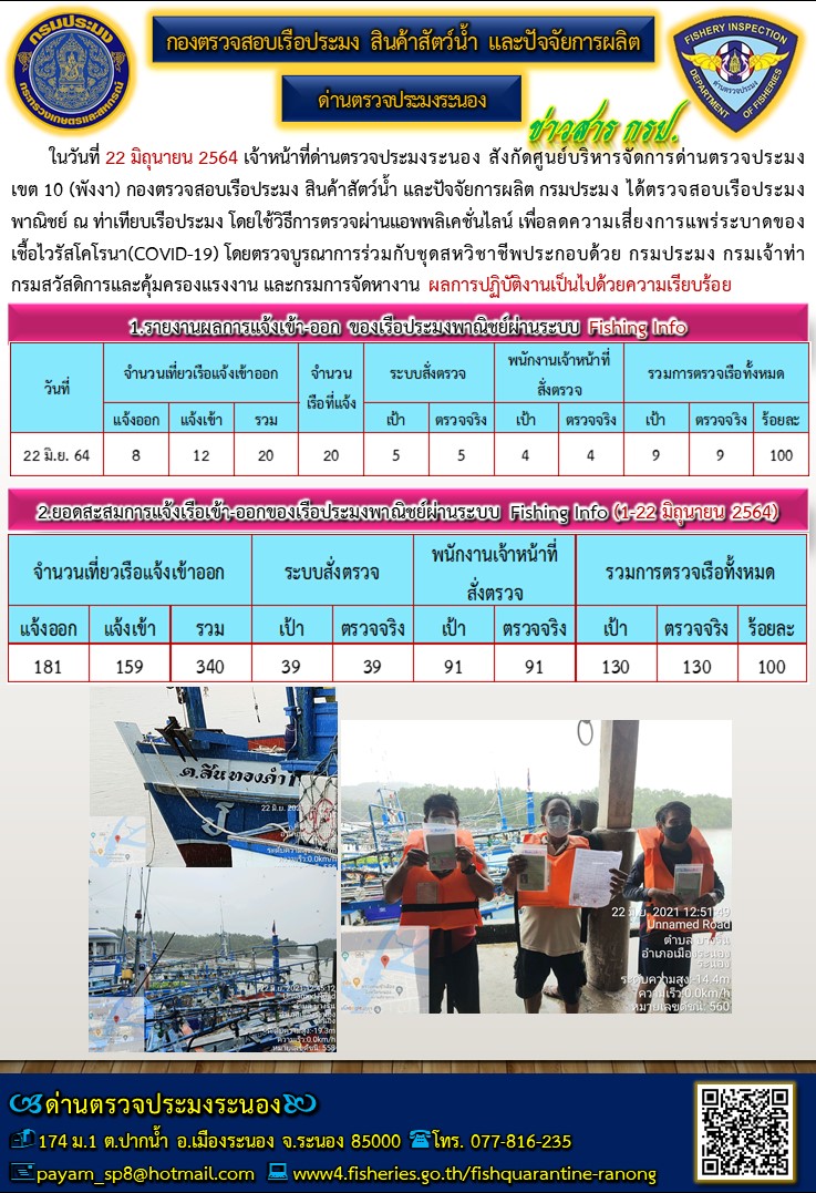 ตรวจสอบเรือประมงพาณิชย์ ณ ท่าเทียบเรือประมง..คลิก
