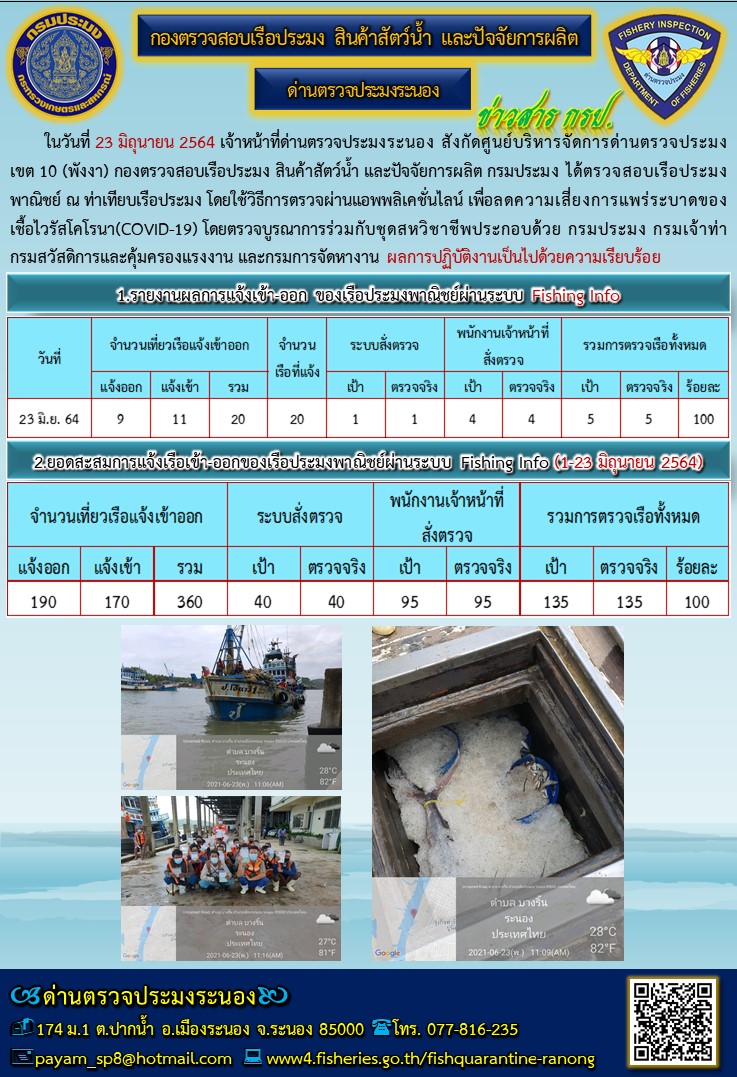 ตรวจสอบเรือประมงพาณิชย์ ณ ท่าเทียบเรือประมง..คลิก