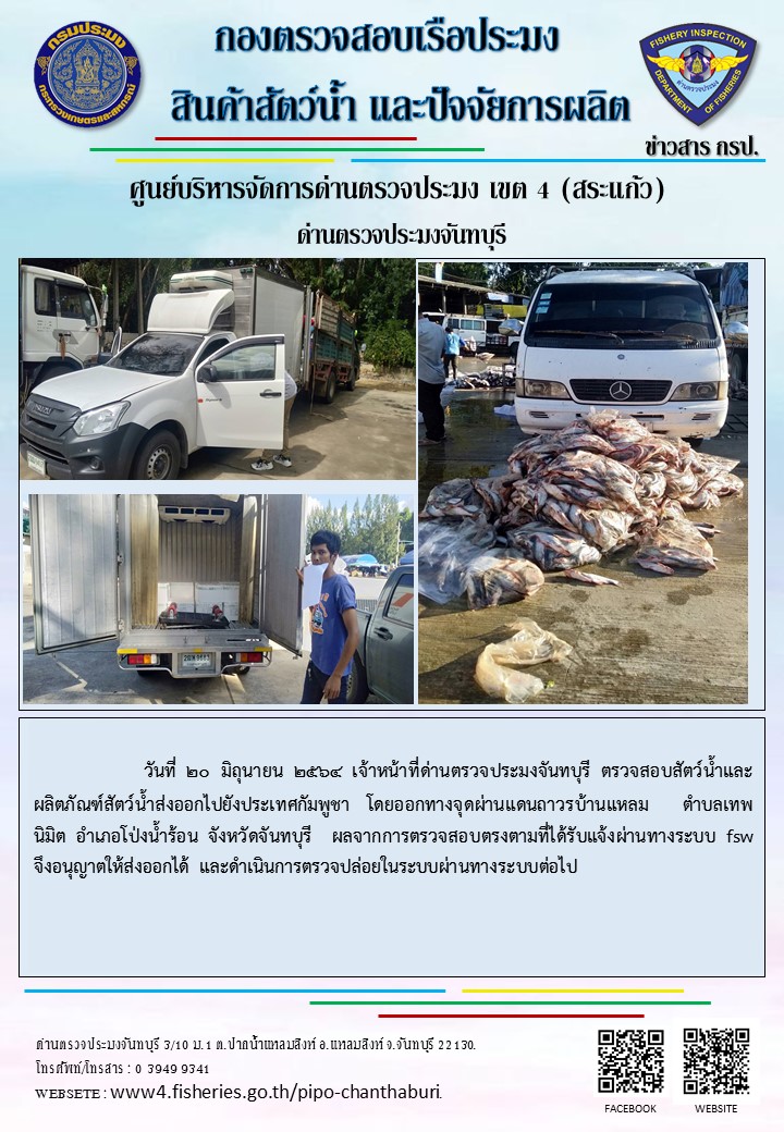 รายงานการปฏิบัติงานประจำวันที่ 20 มิถุนายน 2564..คลิก