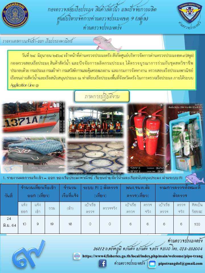 ประชาสัมพันธ์การปฏิบัติงานด่านตรวจประมงตรัง ภายใต้ระบบ Application Line @..คลิก