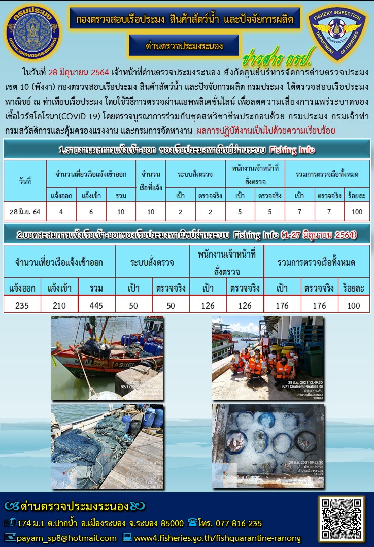 ตรวจสอบเรือประมงพาณิชย์ ณ ท่าเทียบเรือประมง..คลิก