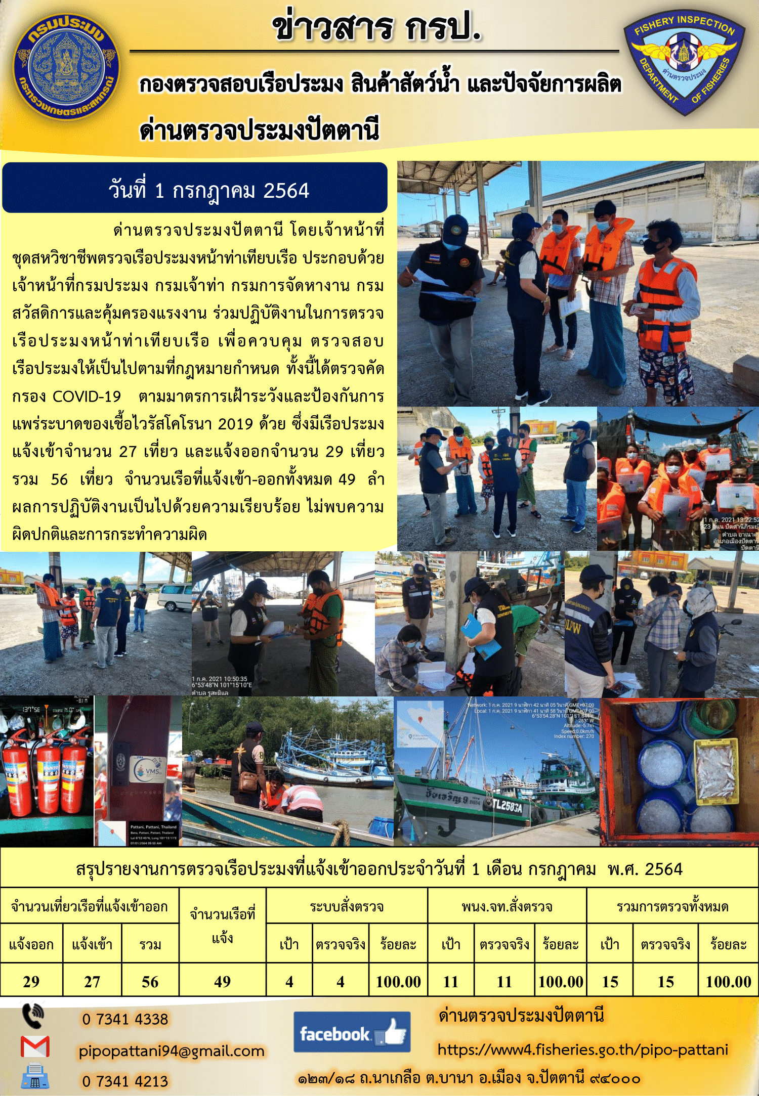 ข่าวสารการปฏิบัติงานประจำวันที่ 1 กรกฎาคม 2564..คลิก