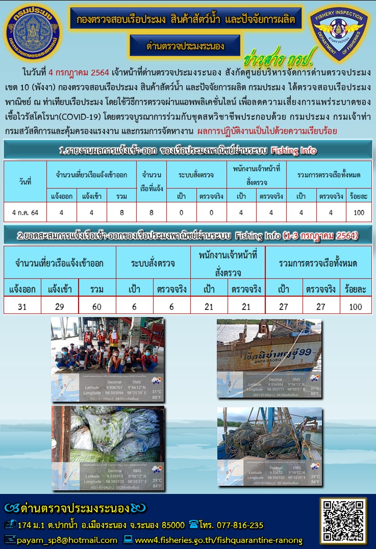 ตรวจสอบเรือประมงพาณิชย์ ณ ท่าเทียบเรือประมง..คลิก