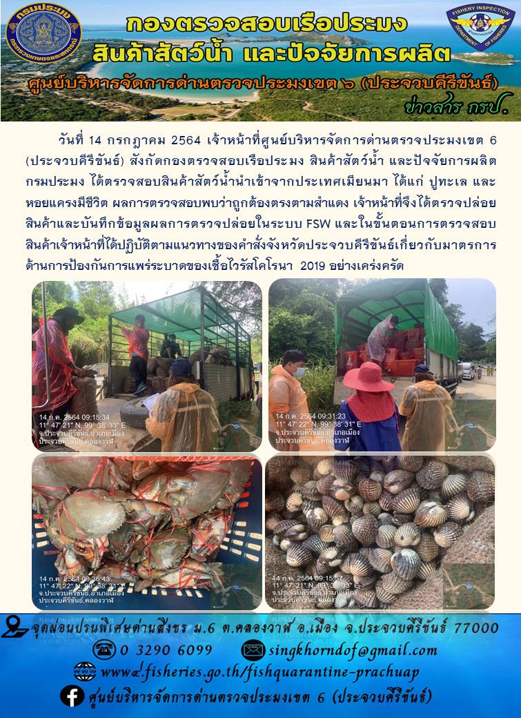 สินค้าสัตว์น้ำนำเข้าจากประเทศเมียนมา..คลิก