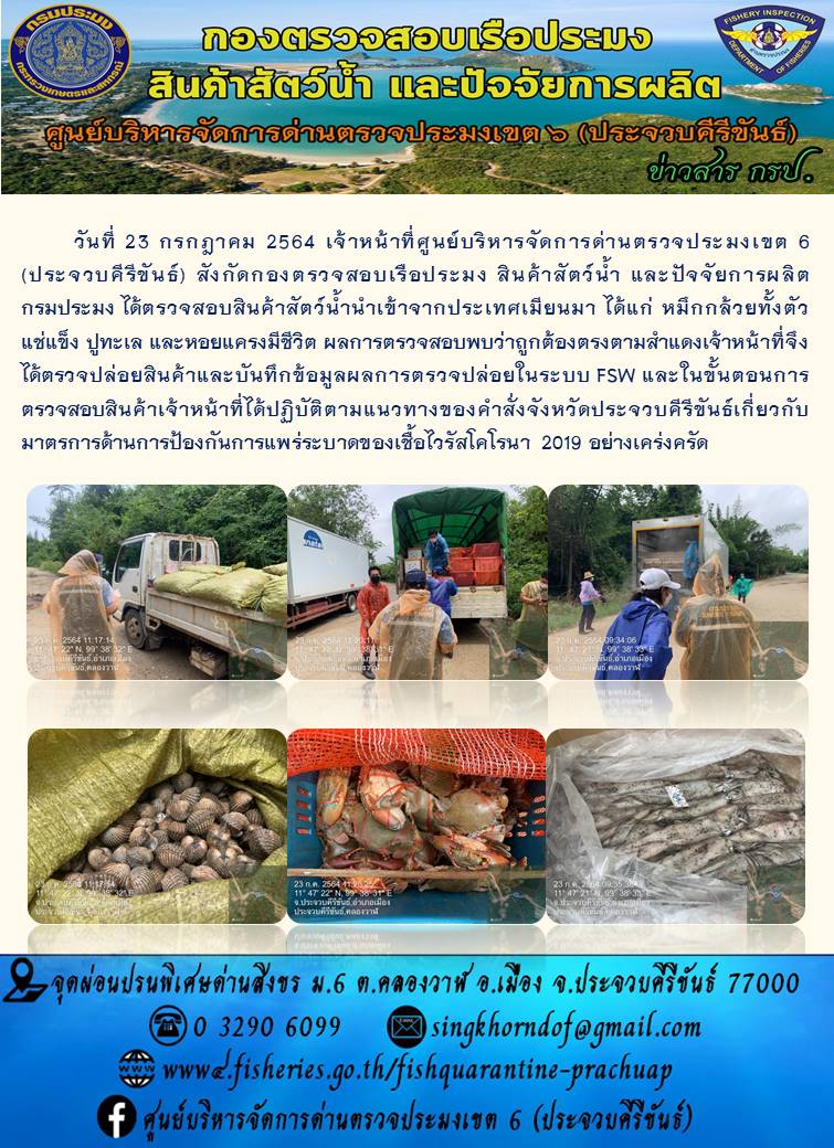 สินค้าสัตว์น้ำนำเข้าจากประเทศเมียนมา..คลิก